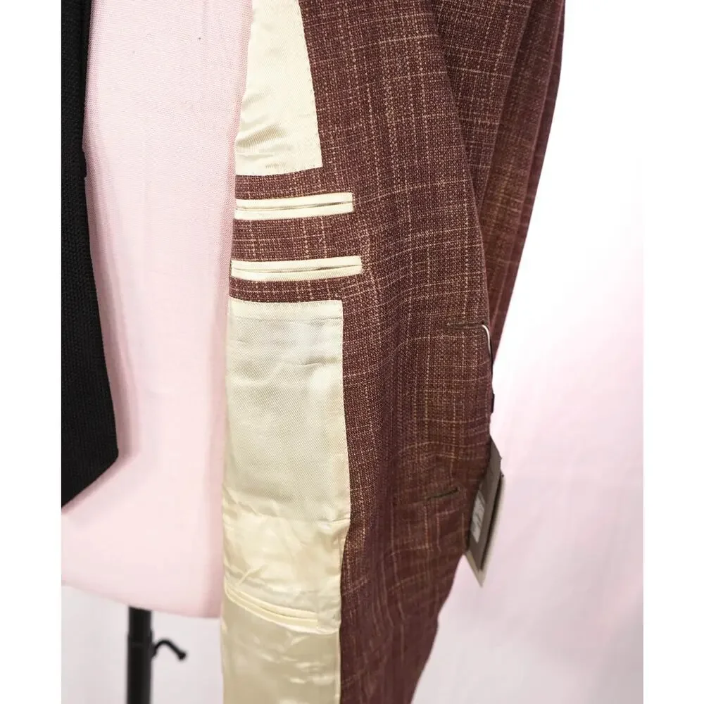 $2,195 CORNELIANI - Brick Red *PURE SILK* Blazer - 44R